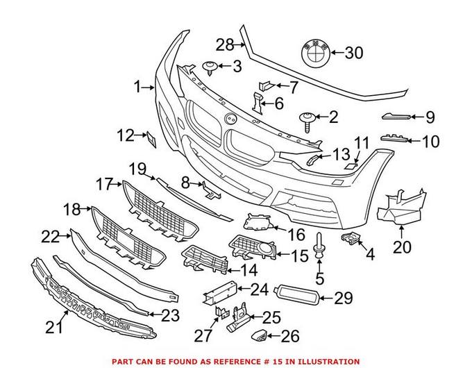 BMW Fog Light Trim = Front Driver Side 51118062631